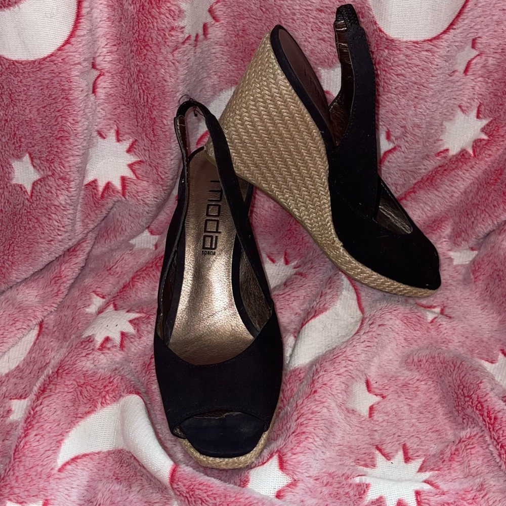 Moda Spana wedges.  Size 6. Black/tan.
